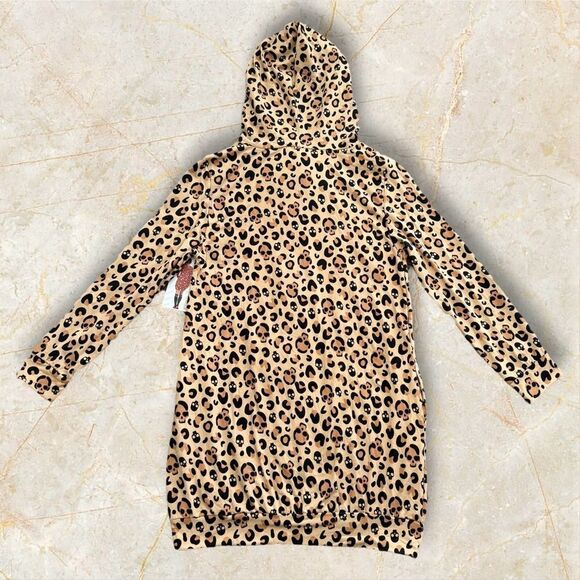 ShoSho Leopard Print Skull Accent Halloween Hooded Onesie Loungewear Size Large - Picture 2 of 6